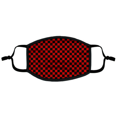 Checkered Black and Red Flat Face Mask