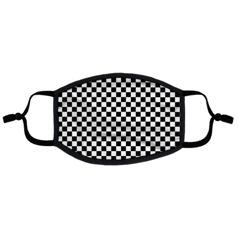 Checkered Black and White Flat Face Mask