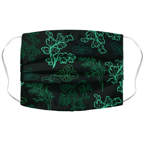 Green Herbs Pattern Accordion Face Mask