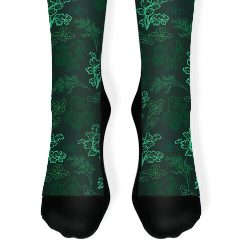 Green Herbs Pattern Sock
