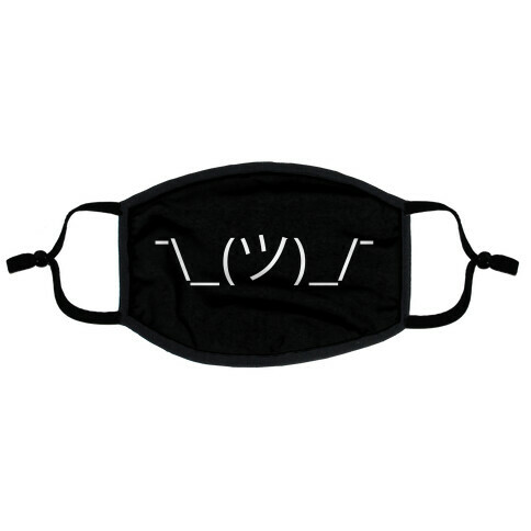 Shrug Emoji Black Flat Face Mask