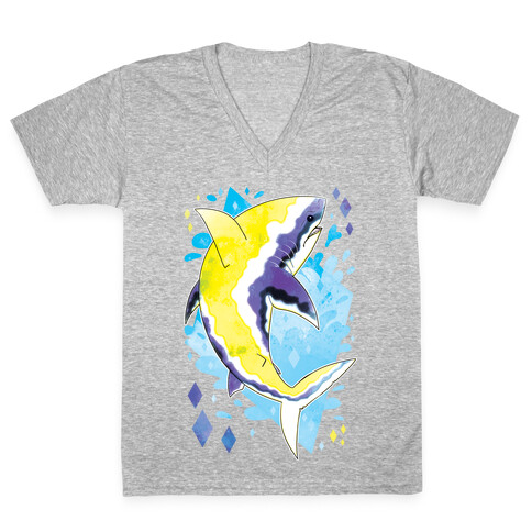 Pride Sharks: Non-binary V-Neck Tee Shirt