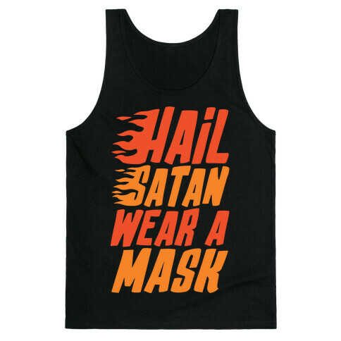 Hail Satan Wear A Mask White Print Tank Top