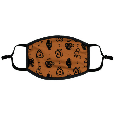 Tools of Divination Pattern Rust Orange Flat Face Mask