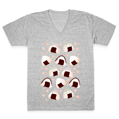 Onigiri pattern V-Neck Tee Shirt