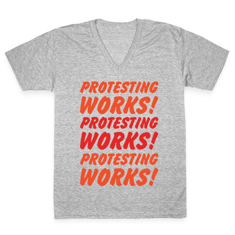 Protesting Works White Print V-Neck Tee Shirt