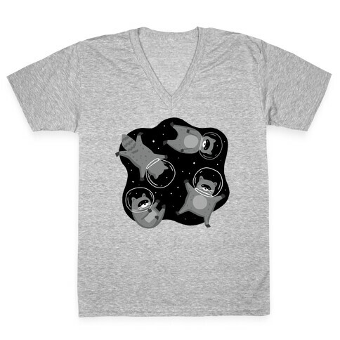 Raccoons In Space V-Neck Tee Shirt