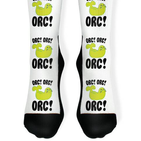 Orc Orc Orc (Seal Parody) White Print Sock