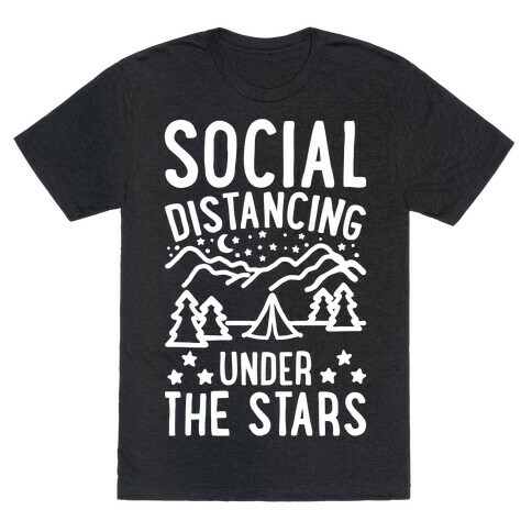 Social Distancing Under The Stars White Print T-Shirt