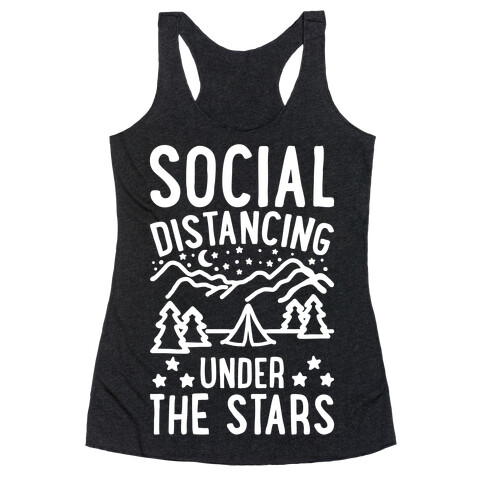 Social Distancing Under The Stars White Print Racerback Tank Top