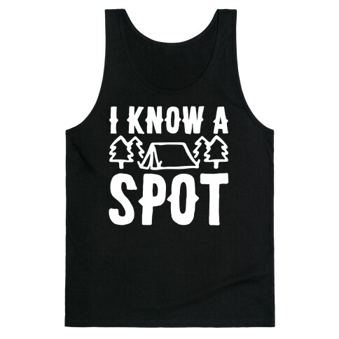 I Know A Spot Camping White Print Tank Top