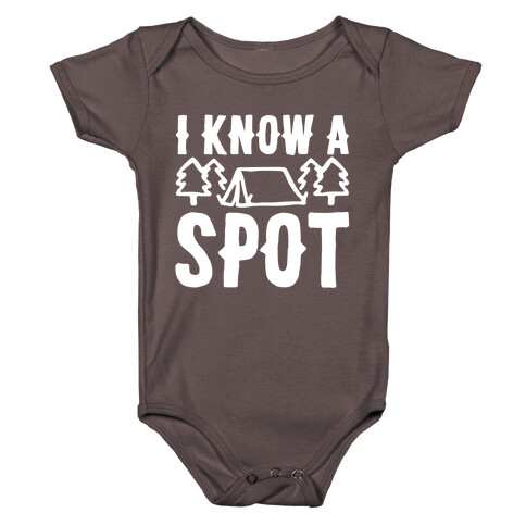 I Know A Spot Camping White Print Baby One-Piece