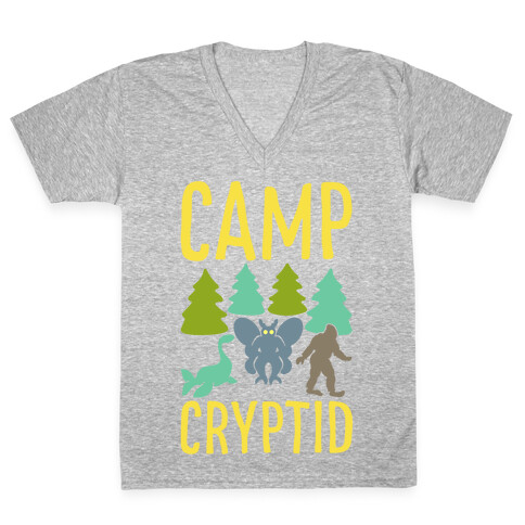 Camp Cryptid White Print V-Neck Tee Shirt