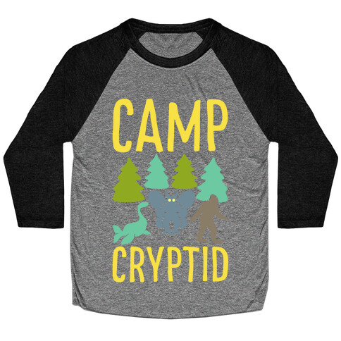 Camp Cryptid White Print Baseball Tee