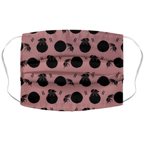 Dung Beetle Pattern Dusty Pink Accordion Face Mask