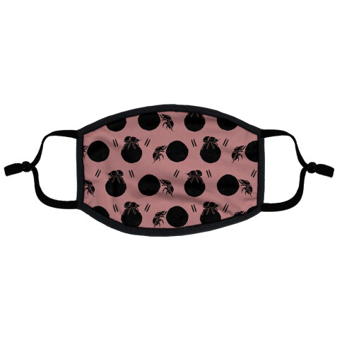 Dung Beetle Pattern Dusty Pink Flat Face Mask