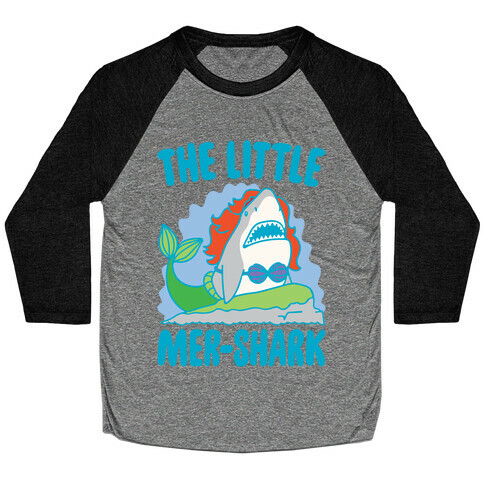 The Little Mer-Shark Parody White Print Baseball Tee