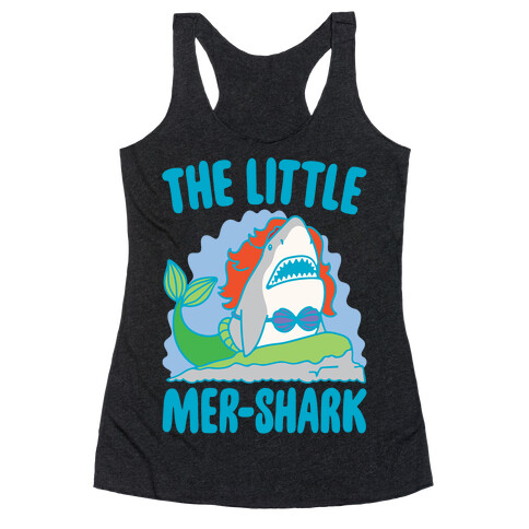 The Little Mer-Shark Parody White Print Racerback Tank Top