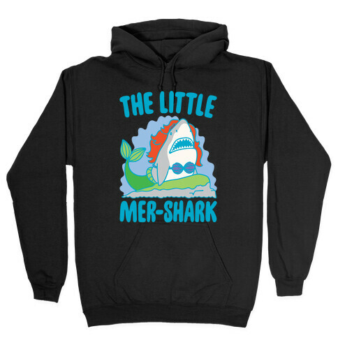 The Little Mer-Shark Parody White Print Hooded Sweatshirt