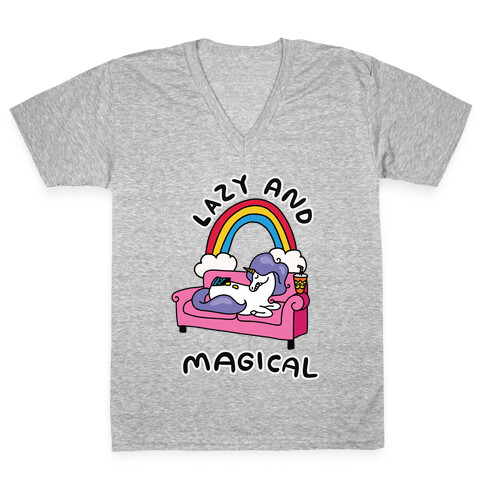 Lazy & Magical V-Neck Tee Shirt