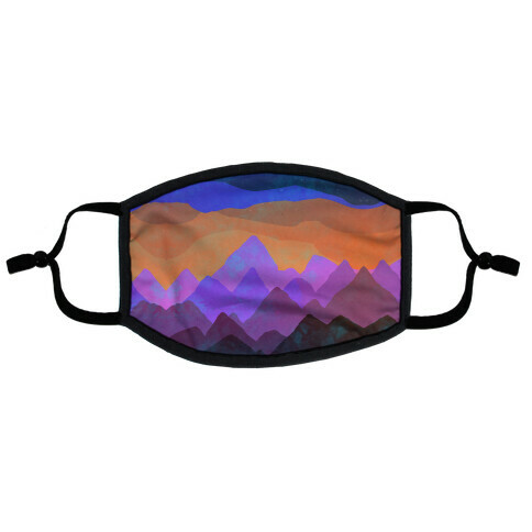 Abstract Mountain Sunset Flat Face Mask