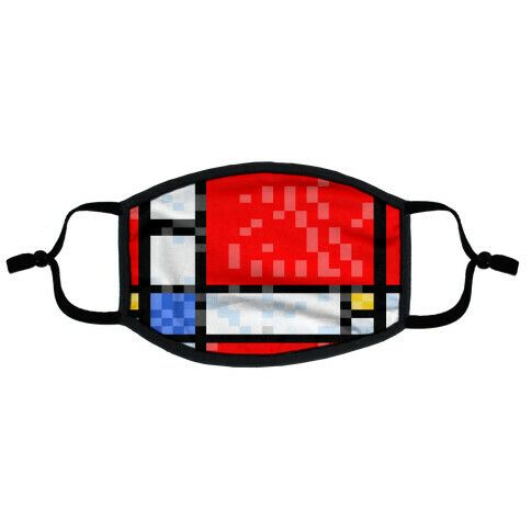 Pixelated Composition With Red Blue And Yellow Flat Face Mask