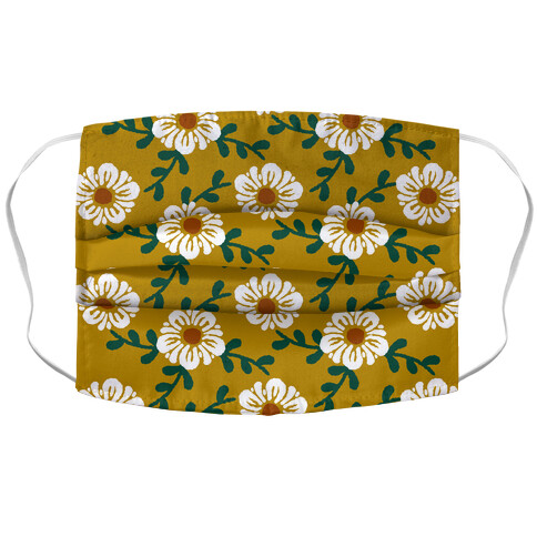 Retro Flowers and Vines Mustard Yellow Accordion Face Mask