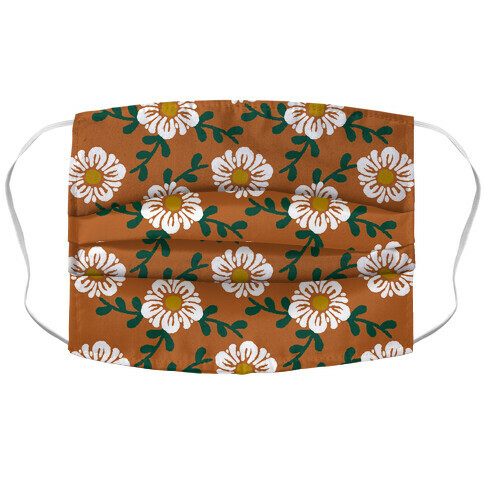 Retro Flowers and Vines Rust Orange Accordion Face Mask