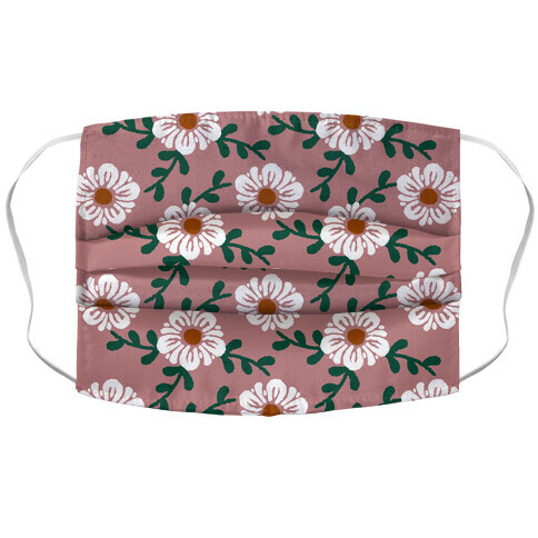 Retro Flowers and Vines Dusty Pink Accordion Face Mask