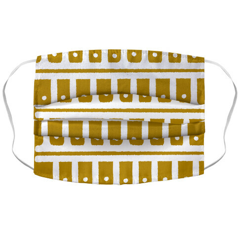 Abstract Boho Scales and Dots Design Mustard Yellow Accordion Face Mask