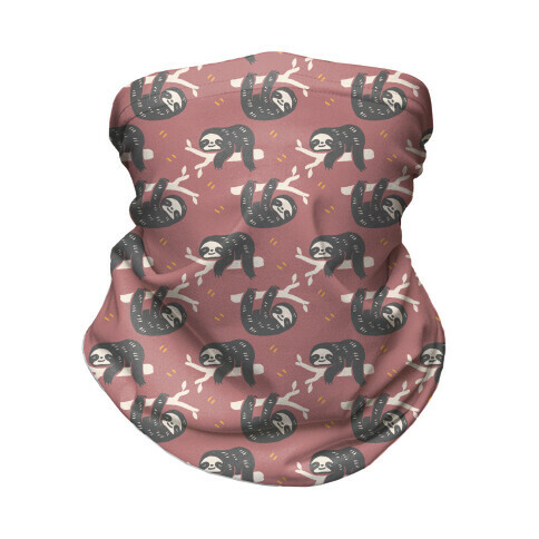 Sloth Dusty Rose Boho Pattern Neck Gaiter