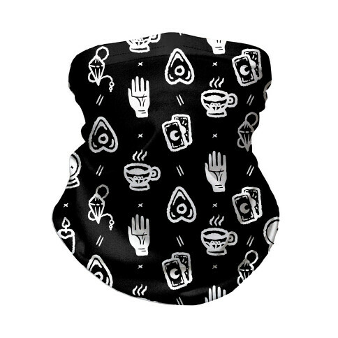 Tools of Divination Pattern Black Neck Gaiter