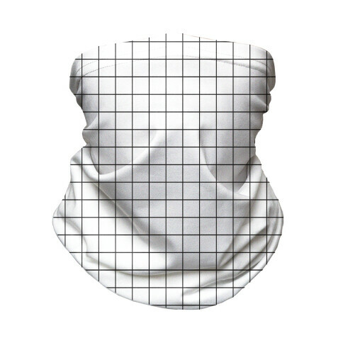 Black and White Black Line Grid Design Neck Gaiter