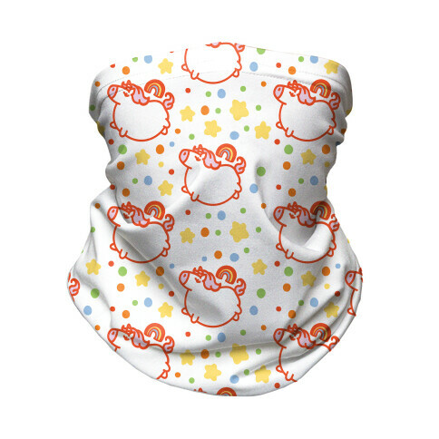 Chubby Unicorn and Rainbow Pattern Neck Gaiter