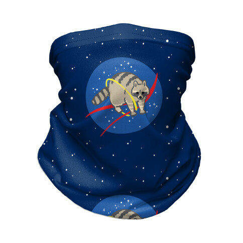 Trash Raccoon Nasa Logo Parody Neck Gaiter