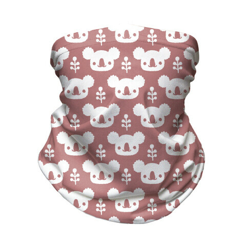 Koala and Eucalyptus Boho Pattern Pink Neck Gaiter