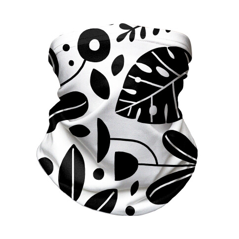 Black and White Plant Pattern Neck Gaiter