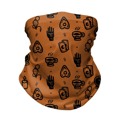 Tools of Divination Pattern Rust Orange Neck Gaiter