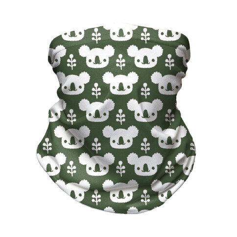 Koala and Eucalyptus Boho Pattern Green Neck Gaiter