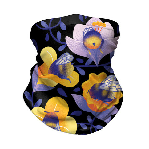 Sleepy Bumble Bee Butts Floral Neck Gaiter