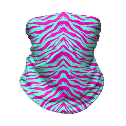 Tiger Stripe Hot Pink and Mint Pattern Neck Gaiter