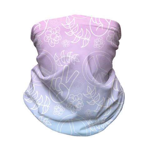 Hippie Peace Pattern Cotton Candy Gradient Neck Gaiter