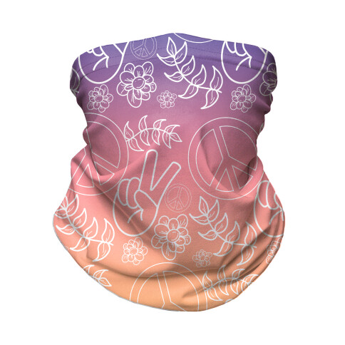 Hippie Peace Pattern Sunset Off White Gradient Neck Gaiter