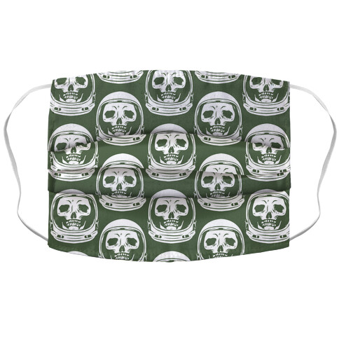 Skulls in Astronaut Pattern Green Accordion Face Mask