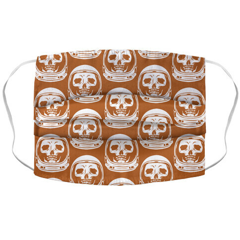 Skulls in Astronaut Pattern Rust Orange Accordion Face Mask