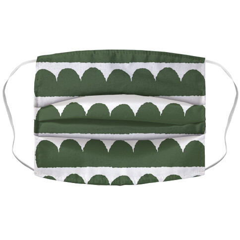 Simple Scalloped Lines Pattern Green Accordion Face Mask