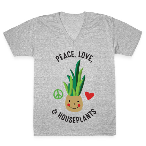 Peace, Love, & Houseplants V-Neck Tee Shirt