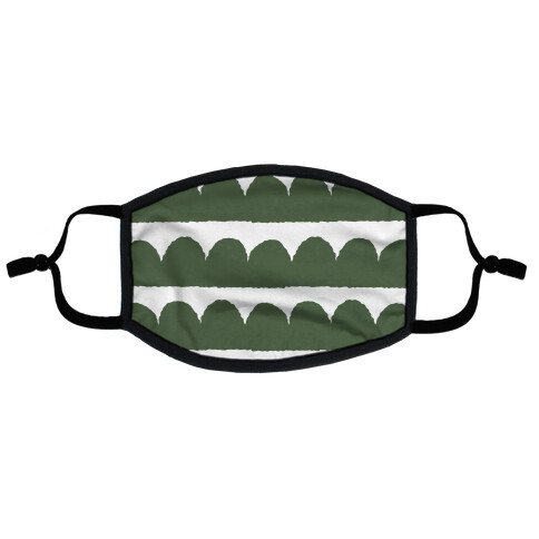 Simple Scalloped Lines Pattern Green Flat Face Mask