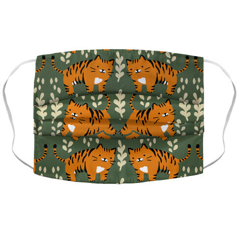 Chubby Tiger Pattern Green Accordion Face Mask