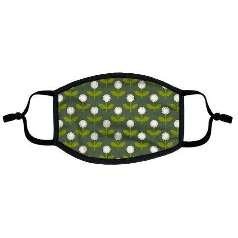 Dainty Retro Dandelions Green Pattern Flat Face Mask